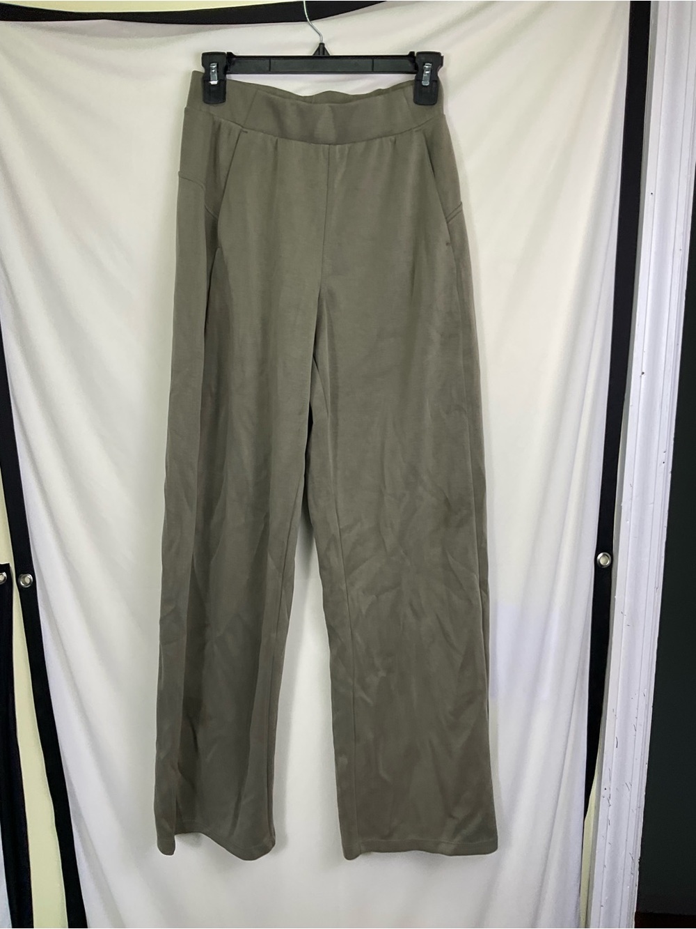 Modal Soft Wide Leg Elastic High Waist Lounge Pants with Pockets - Dark Sage